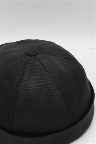 Womens Hipster Folded Cap Black Docker Hat