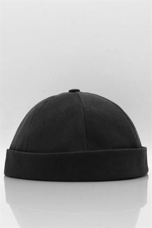 Womens Hipster Folded Cap Black Docker Hat