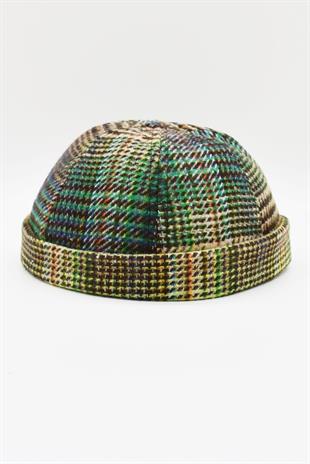 Kadın Hipster Katlamalı Cap Zigzak Desen Docker Kışık Yün Şapka