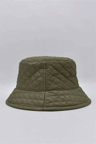 Kadın Kapitoneli Kışlık Haki Bucket Şapka