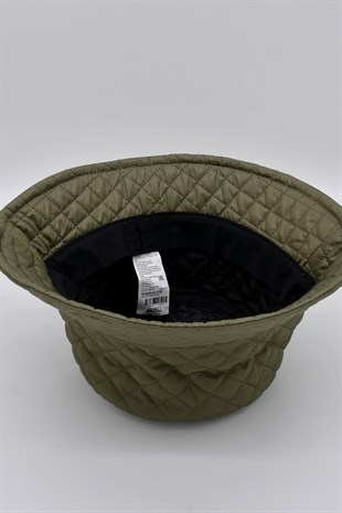 Kadın Kapitoneli Kışlık Haki Bucket Şapka