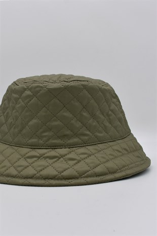 Kadın Kapitoneli Kışlık Haki Bucket Şapka