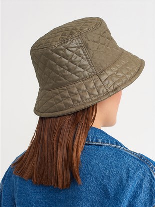 Kadın Kapitoneli Kışlık Haki Bucket Şapka