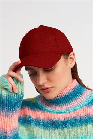 Womens Baseball Cap Winter Velcro Burgundy Hat