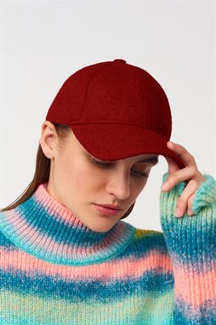 Womens Baseball Cap Winter Velcro Burgundy Hat