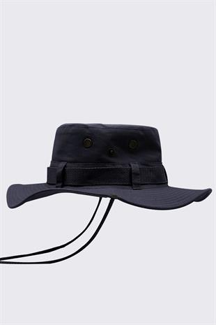 Kadın Lacivert Güneş Koruyucu Kovboy Safari Şapkası