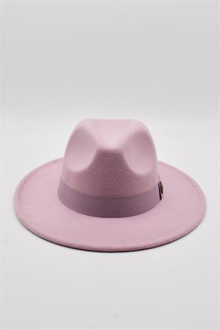 Kadın Lila Fedora Şapka Kovboy Stili Panama Fötr Şapka