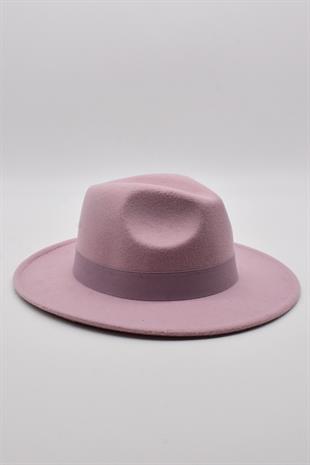 Kadın Lila Fedora Şapka Kovboy Stili Panama Fötr Şapka