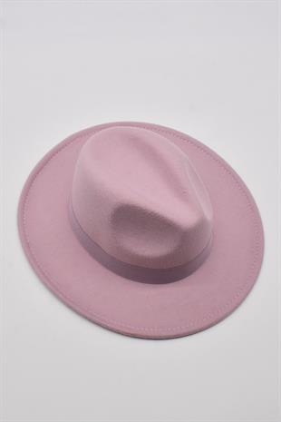 Kadın Lila Fedora Şapka Kovboy Stili Panama Fötr Şapka