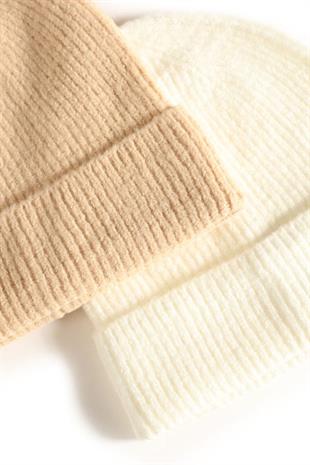 Womens Knitted Soft Premium Beanie 2x Pack Beige/Cream Hat
