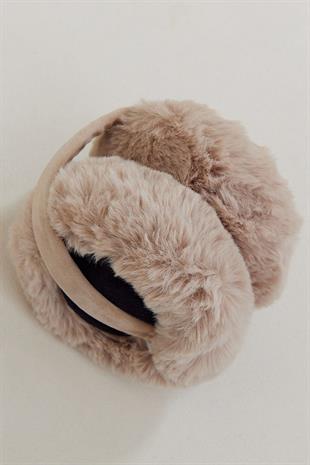 Womens Teddy Beige Ear Flapk Soft Teddy Foldable Ear Muff