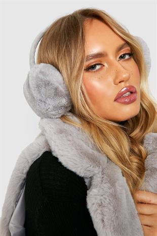 Womens Teddy Ear Flapk Soft Teddy Foldable Ear Muff Cream