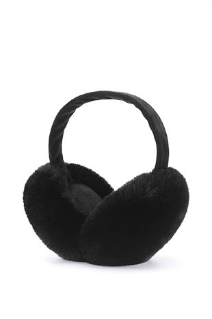Womens Teddy Black Ear Flapk Soft Teddy Foldable Ear Muff