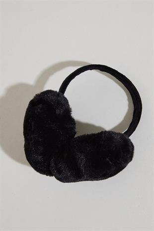 Womens Teddy Black Ear Flapk Soft Teddy Foldable Ear Muff