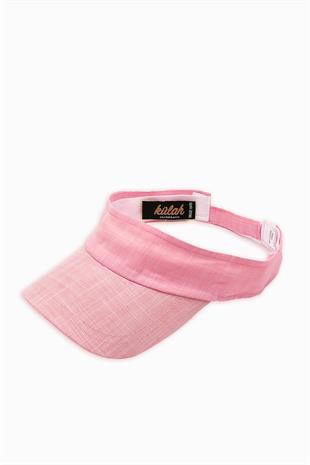 Kadın Pembe Keten Vizör Şapka