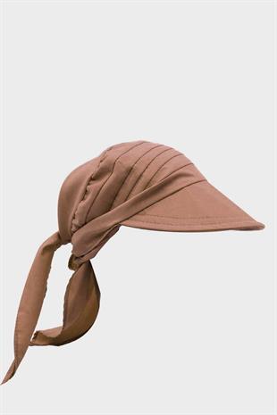 Kadın Safari Bağlamalı Eşarp Siperli Bandana Plaj Şapkası