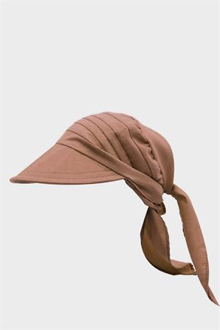 Kadın Safari Bağlamalı Eşarp Siperli Bandana Plaj Şapkası