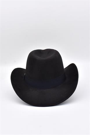 Erkek Nubuk Western Şapka - Siyah