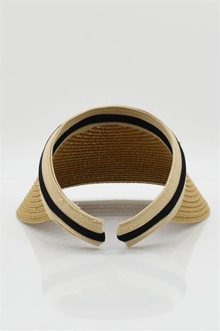 Womens Visor Straw Beach Hat - Camel