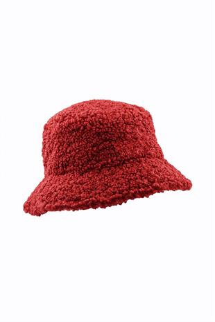 Kadın Yün Bordo Kışlık Balıkçı Bucket Şapka