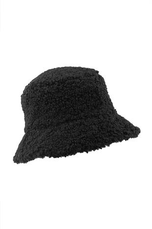 Kadın Siyah Kışlık Balıkçı Bucket Şapka