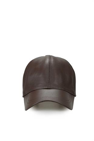 Brown Khakiki Leather Baseball Hat