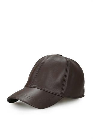 Brown Khakiki Leather Baseball Hat