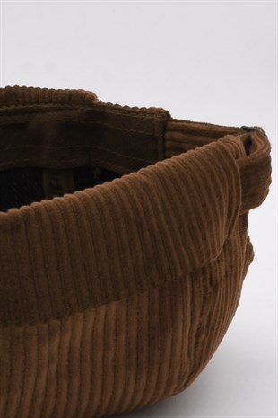 Brown Cord Docker Beanie Folded Cap Hat