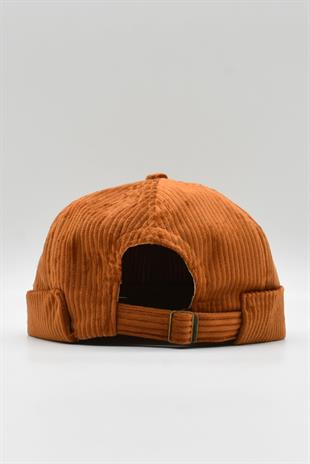 Kahve Kadife Docker Bere Katlamalı Cap Şapka