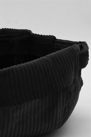 Kışlık Kadife Takke Hip-Hop Bere Docker Şapka-Siyah