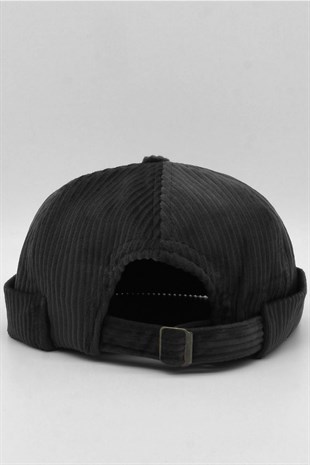 Kışlık Kadife Takke Hip-Hop Bere Docker Şapka-Siyah