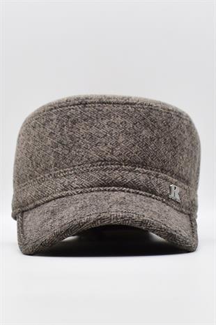 Kışlık Kulaklı Kasket Şapka Flat Cap Kahve