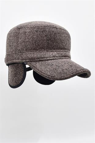 Kışlık Kulaklı Kasket Şapka Flat Cap Kahve