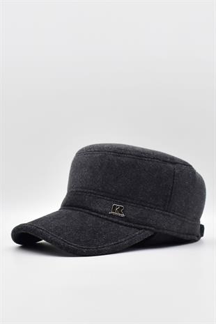 Kışlık Kulaklı Kasket Şapka Flat Cap Gri