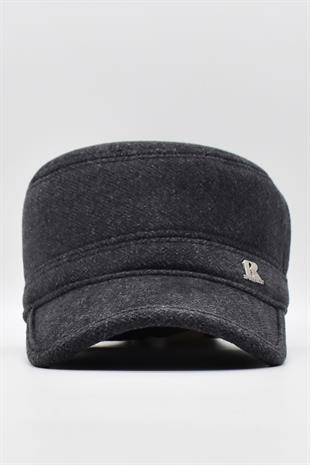 Kışlık Kulaklı Kasket Şapka Flat Cap Gri