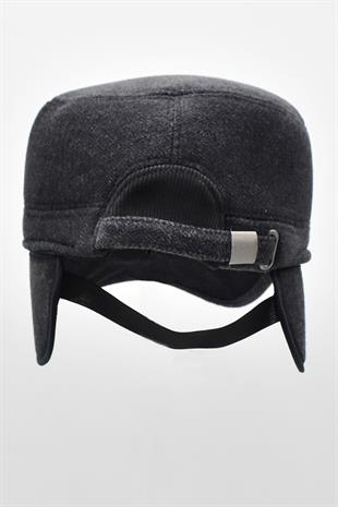Kışlık Kulaklı Kasket Şapka Flat Cap Gri