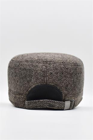 Kışlık Kulaklı Kasket Şapka Flat Cap Kahve