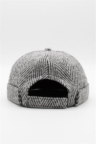 Kışlık Yeni Stil Yün Retro Hip-Hop Docker Şapka Siyah-Beyaz