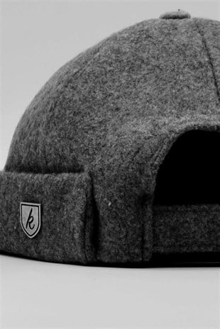 Kışlık Yeni Stil Yün Retro Hip-Hop Docker Şapka Gri