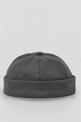 Kışlık Yeni Stil Yün Retro Hip-Hop Docker Şapka Antrasit