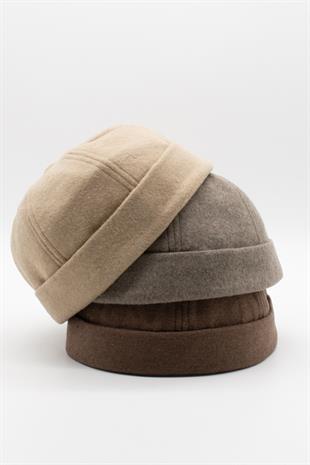 Kışlık Yeni Stil Yün Retro Hip-Hop Docker Şapka Kahve