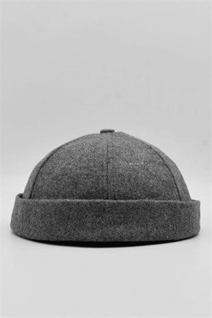 Kışlık Yeni Stil Yün Retro Hip-Hop Docker Şapka Gri