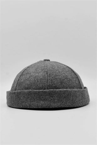 Kışlık Yeni Stil Yün Retro Hip-Hop Docker Şapka Gri