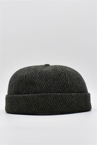 Womens Hipster Folded Cap Zigzak Patterned Docker Winter Hat