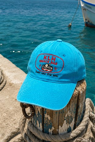 KLH Snack Bar Nakışlı Washed Dad Cap – Turkuaz