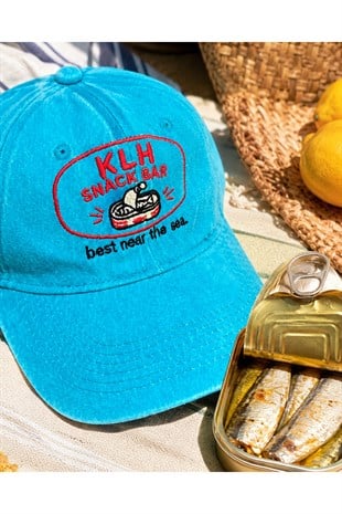 KLH Snack Bar Nakışlı Washed Dad Cap – Turkuaz