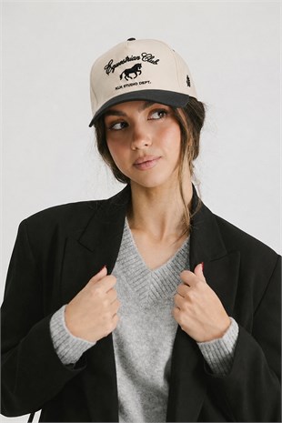 KLH Studio Dept. Equestrian Club Nakışlı Ekru Beyzbol Kep Şapka
