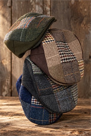 KLH Studio Dept. Forest Olive Patchwork Flat Cap Kasket