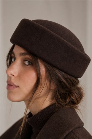 KLH Studio Dept. Heritage Wool Pillbox Şapka - Kahverengi