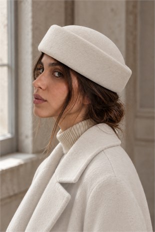 KLH Studio Dept. Heritage Wool Pillbox Şapka - Krem